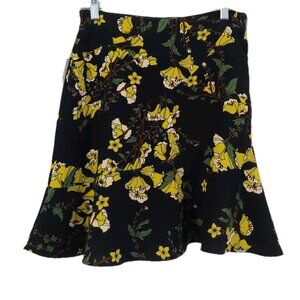 Who What Wear Women's Mini Skirt Size 4 A Black Floral Yellow Flowers Length 20"